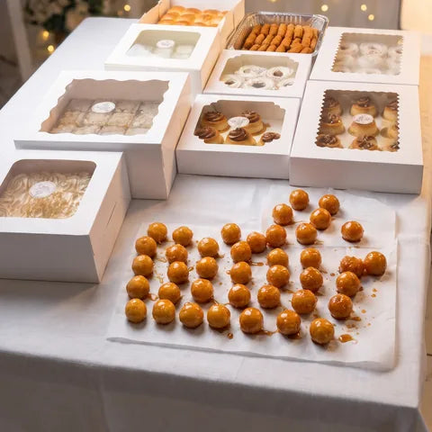 Coquitos acaramelados y cajas de dulces en una mesa de fiesta | Will & Mill Miami